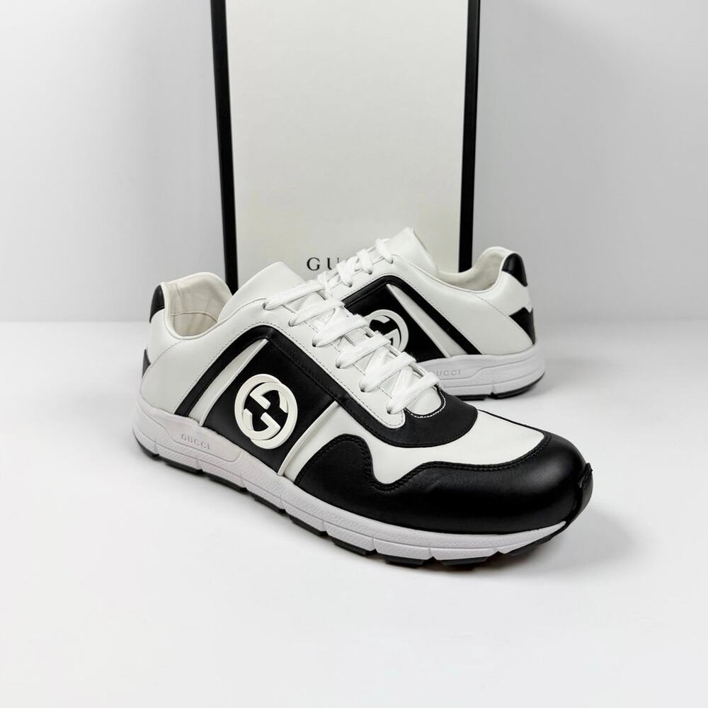 Size 8.5US - Gucci Black White GG Sneakers NEW - Picture 2 of 10